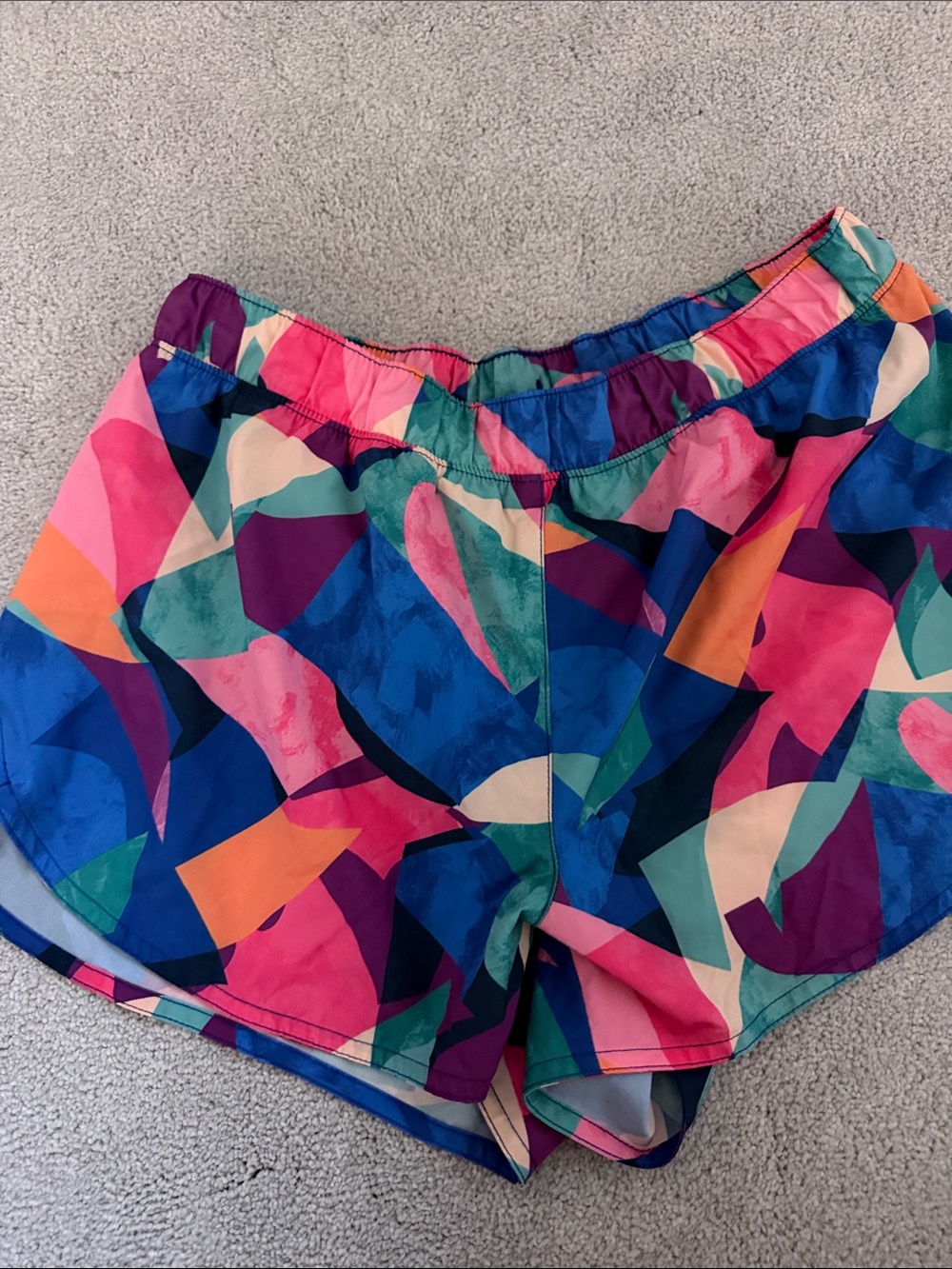 Old Navy Colorful Abstract Athletic Shorts - Blue, Pink, Purple, Teal, Orange